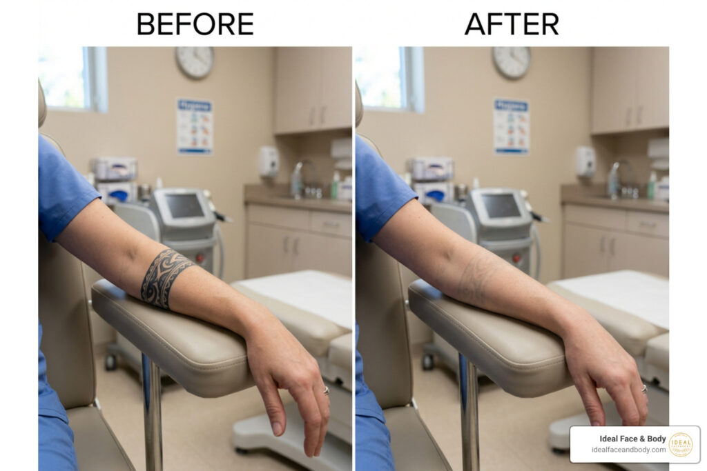 before and after laser tattoo removal scars